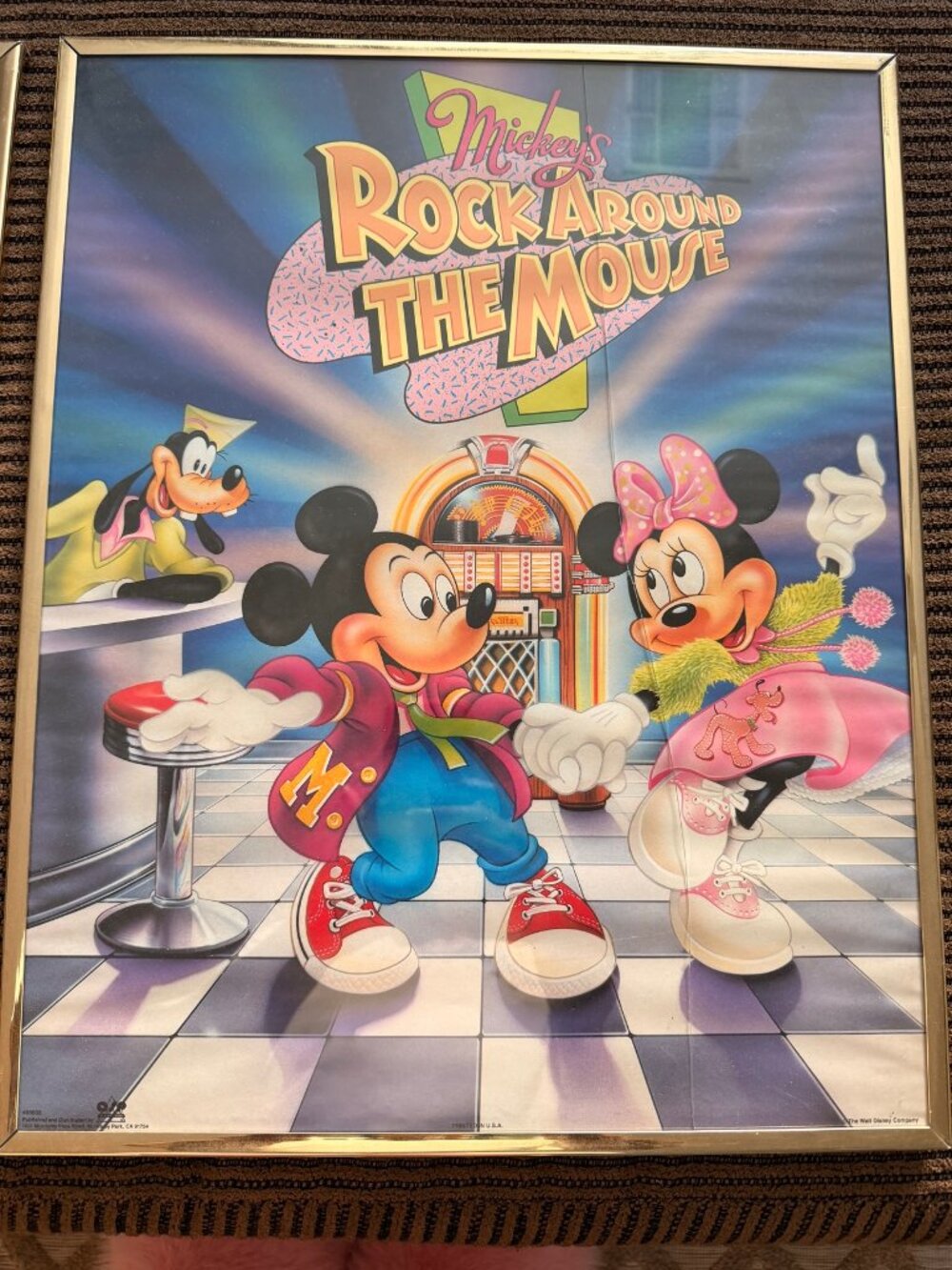 Vintage Disney Poster OSP #88038 Mickey's Rock Around the Mouse Framed 16x20